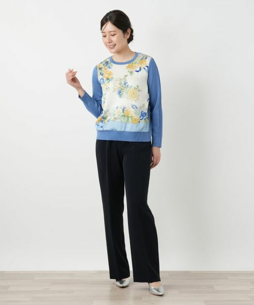 Leilian / レリアン ニット・セーター | プリント切替クルーネックニット【ROCHAS Premiere】 | 詳細1