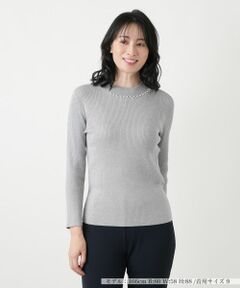 Leilian / レリアン ニット・セーター | ラメビジューネックリブニット