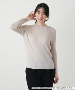 Leilian / レリアン ニット・セーター | ラメビジューネックリブニット
