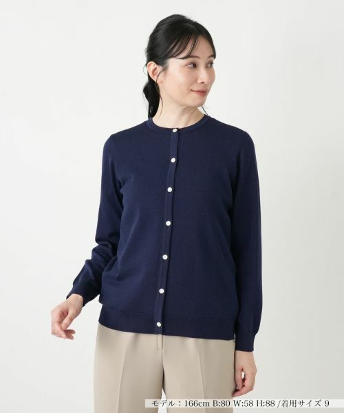 Leilian / レリアン カーディガン・ボレロ | クルーネックカーディガン（ネイビー）