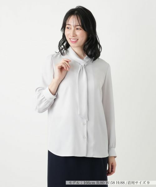 Leilian / レリアン シャツ・ブラウス | ボウタイブラウス【セレモニー】（グレー）