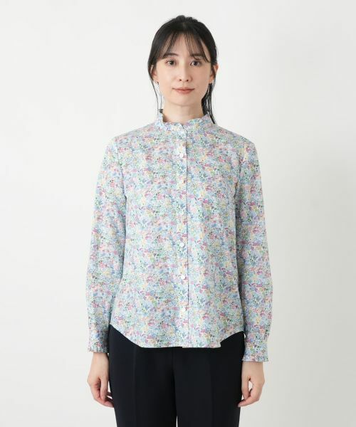Leilian / レリアン シャツ・ブラウス | 小花柄フリルネックブラウス | 詳細4