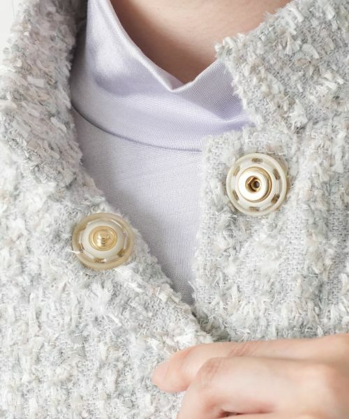 Leilian / レリアン テーラードジャケット | ツイードスタンドカラージャケット | 詳細14