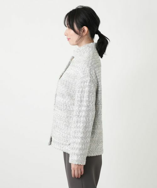 Leilian / レリアン テーラードジャケット | ツイードスタンドカラージャケット | 詳細8