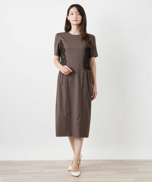 Leilian / レリアン ドレス | レース刺繍クルーネックワンピース | 詳細1