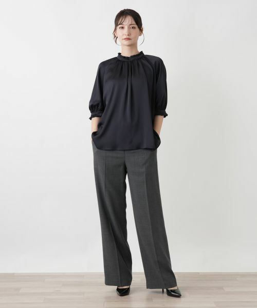 Leilian / レリアン シャツ・ブラウス | サテンフリルギャザーブラウス | 詳細1