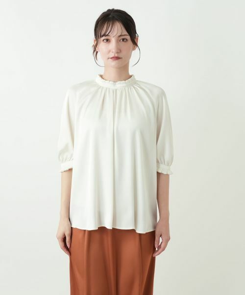 Leilian / レリアン シャツ・ブラウス | サテンフリルギャザーブラウス | 詳細10