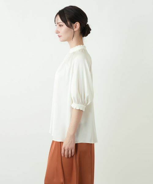 Leilian / レリアン シャツ・ブラウス | サテンフリルギャザーブラウス | 詳細11