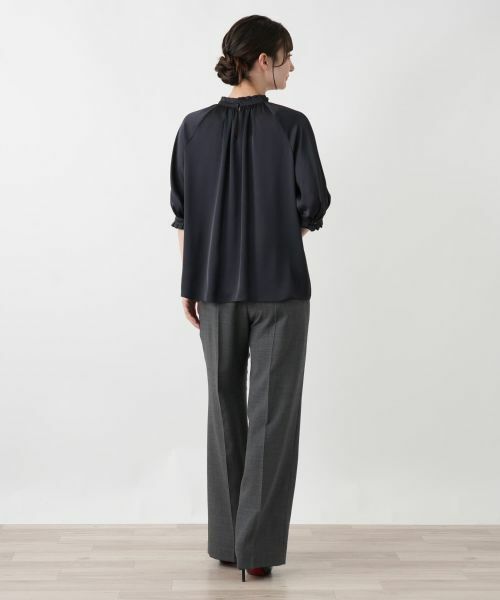 Leilian / レリアン シャツ・ブラウス | サテンフリルギャザーブラウス | 詳細3