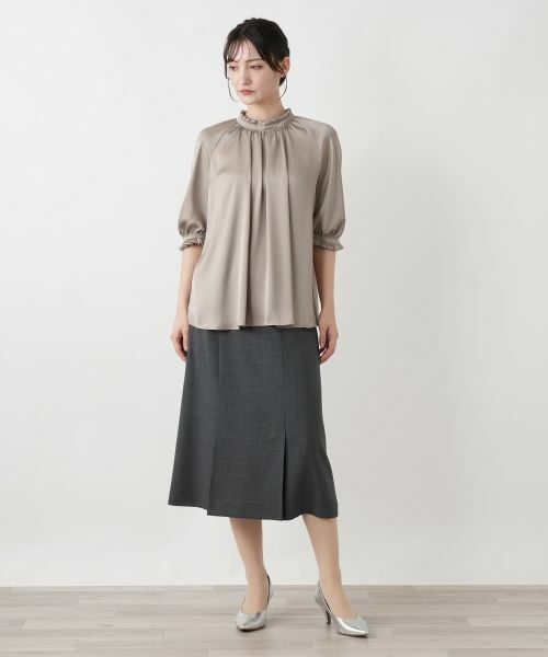 Leilian / レリアン シャツ・ブラウス | サテンフリルギャザーブラウス | 詳細4