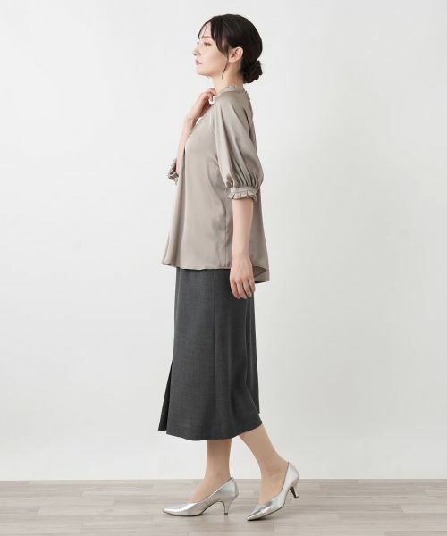 Leilian / レリアン シャツ・ブラウス | サテンフリルギャザーブラウス | 詳細5