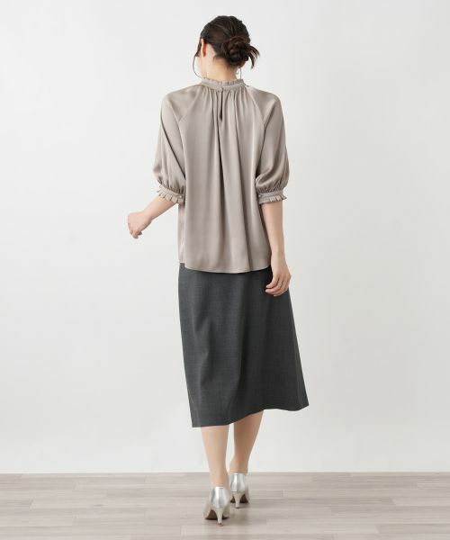 Leilian / レリアン シャツ・ブラウス | サテンフリルギャザーブラウス | 詳細6