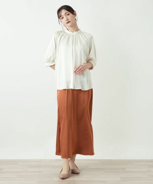 Leilian / レリアン シャツ・ブラウス | サテンフリルギャザーブラウス | 詳細7