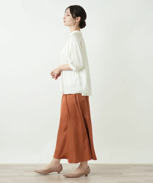 Leilian / レリアン シャツ・ブラウス | サテンフリルギャザーブラウス | 詳細8