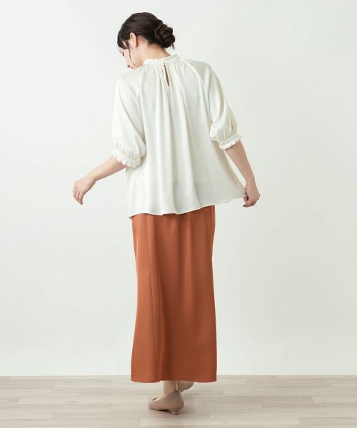 Leilian / レリアン シャツ・ブラウス | サテンフリルギャザーブラウス | 詳細9