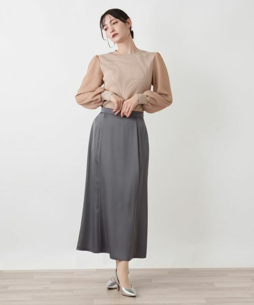 Leilian / レリアン ミニ・ひざ丈スカート | サテンロングスカート | 詳細1