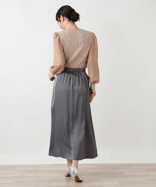 Leilian / レリアン ミニ・ひざ丈スカート | サテンロングスカート | 詳細3