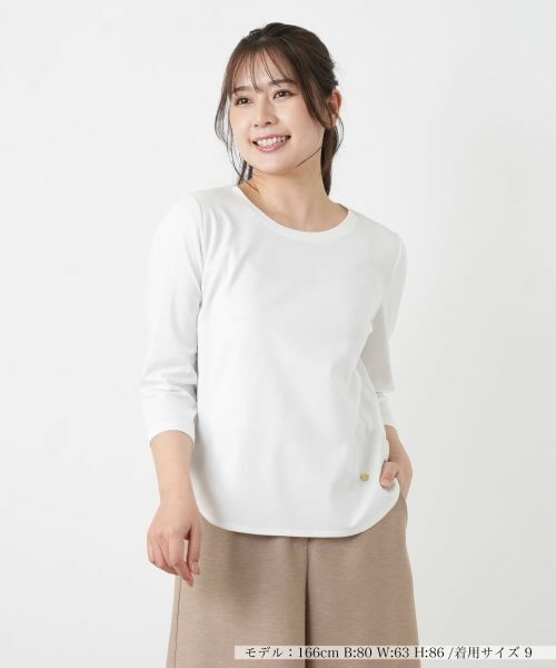 Leilian / レリアン Tシャツ | 七分袖カットソー【Rich 1-mile】【26年3月カタログ】（アイボリー）