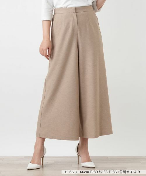 Leilian / レリアン その他パンツ | ストレッチガウチョパンツ【Rich 1-mile】【26年3月カタログ】（キャメル系）