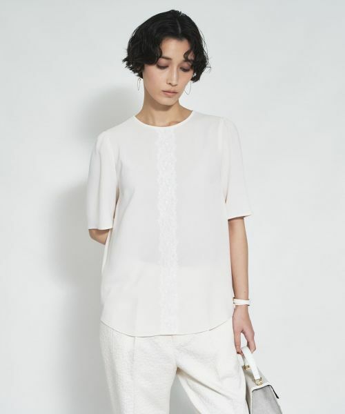 Leilian / レリアン シャツ・ブラウス | レースラインブラウス（アイボリー系）
