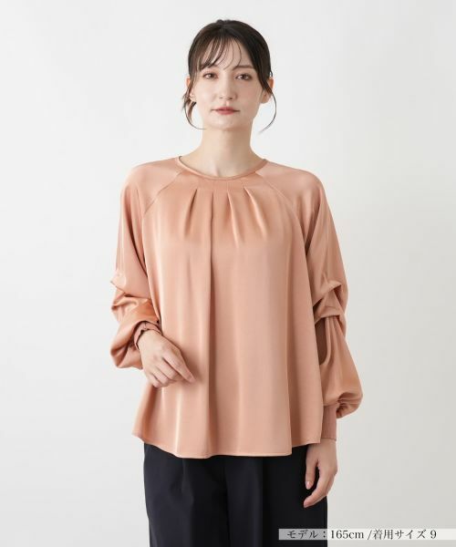 Leilian / レリアン シャツ・ブラウス | ボリュームスリーブブラウス（コーラル）