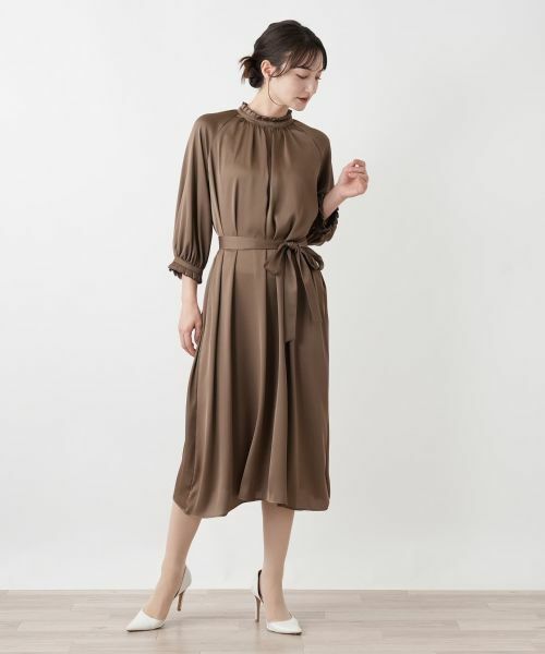 Leilian / レリアン ドレス | サテンベルテッドワンピース | 詳細10