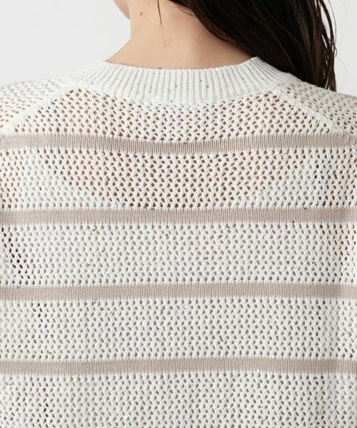 Leilian / レリアン ニット・セーター | ボーダーVネックフレンチスリーブニット | 詳細12