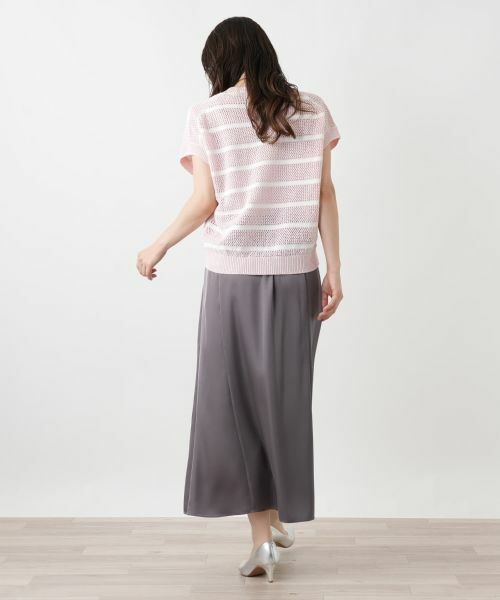 Leilian / レリアン ニット・セーター | ボーダーVネックフレンチスリーブニット | 詳細3