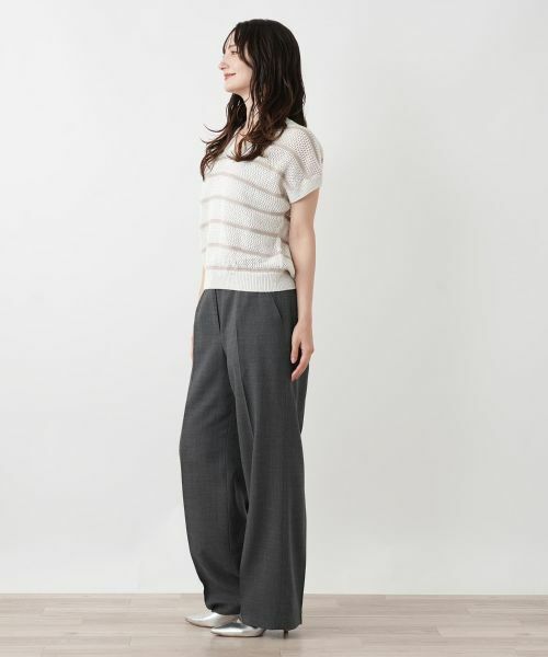 Leilian / レリアン ニット・セーター | ボーダーVネックフレンチスリーブニット | 詳細5