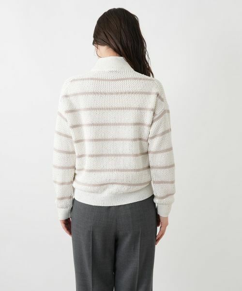 Leilian / レリアン カーディガン・ボレロ | ボーダーハイネックニットブルゾン | 詳細10