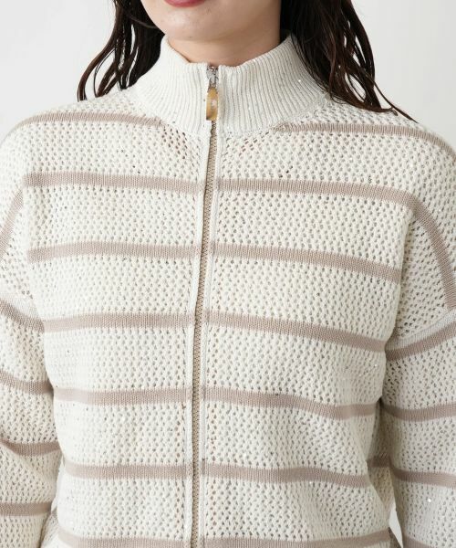 Leilian / レリアン カーディガン・ボレロ | ボーダーハイネックニットブルゾン | 詳細11