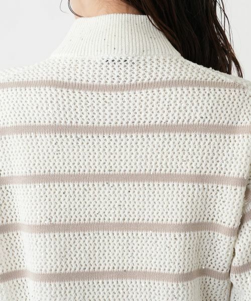 Leilian / レリアン カーディガン・ボレロ | ボーダーハイネックニットブルゾン | 詳細12