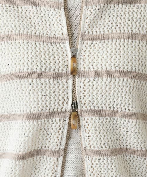 Leilian / レリアン カーディガン・ボレロ | ボーダーハイネックニットブルゾン | 詳細13