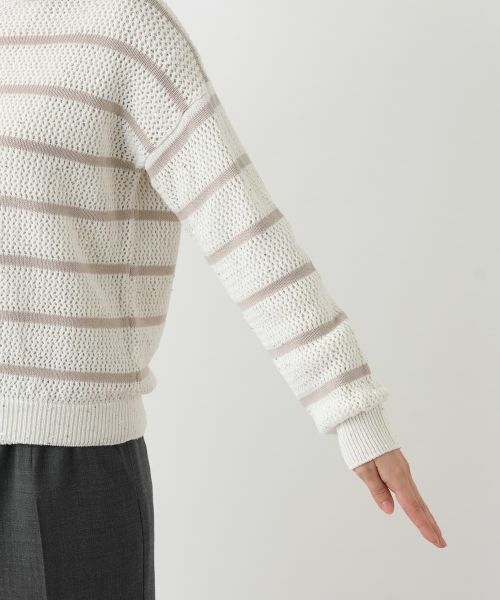 Leilian / レリアン カーディガン・ボレロ | ボーダーハイネックニットブルゾン | 詳細14