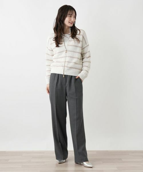 Leilian / レリアン カーディガン・ボレロ | ボーダーハイネックニットブルゾン | 詳細4