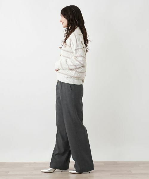 Leilian / レリアン カーディガン・ボレロ | ボーダーハイネックニットブルゾン | 詳細5