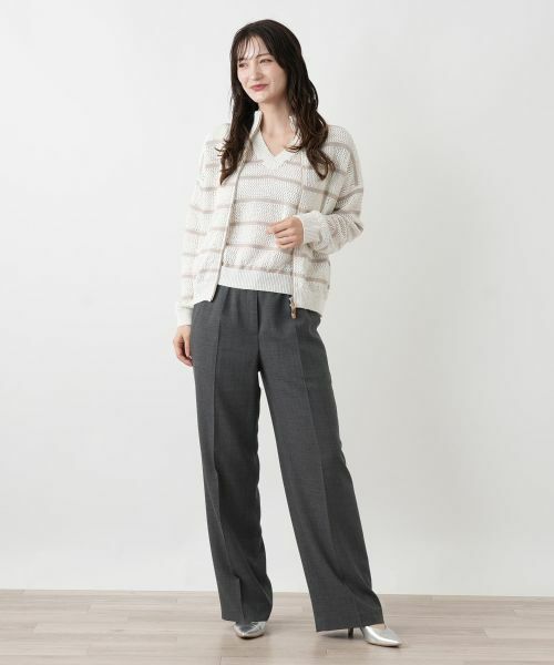 Leilian / レリアン カーディガン・ボレロ | ボーダーハイネックニットブルゾン | 詳細7