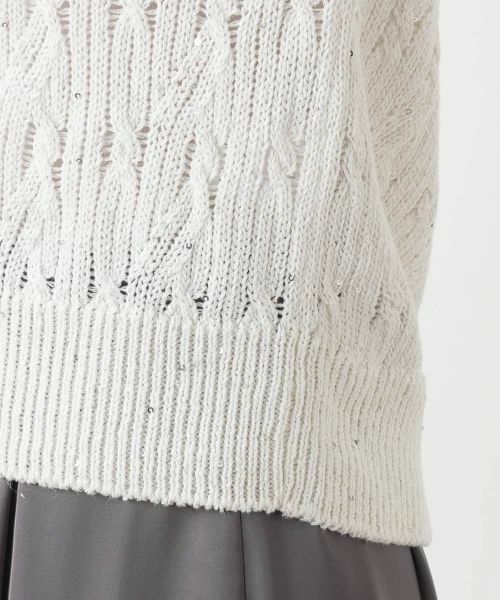 Leilian / レリアン ニット・セーター | ラメ透かし編みニットポロ | 詳細13