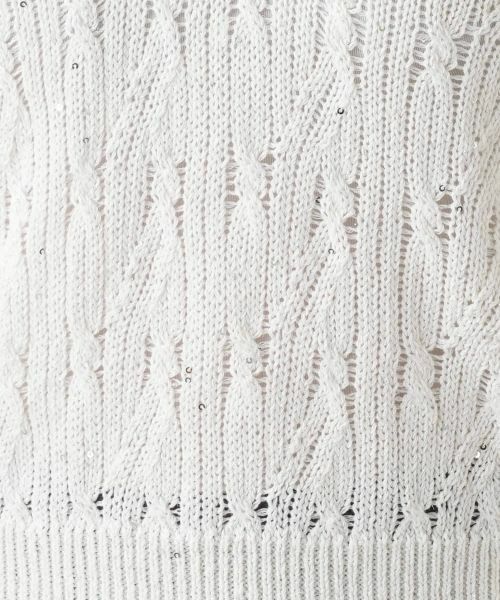 Leilian / レリアン ニット・セーター | ラメ透かし編みニットポロ | 詳細14