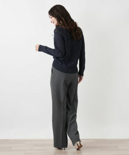 Leilian / レリアン ニット・セーター | ラメ透かし編みニットポロ | 詳細3