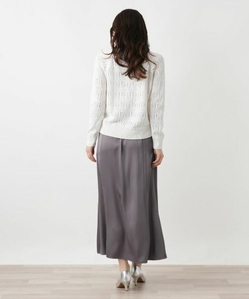 Leilian / レリアン ニット・セーター | ラメ透かし編みニットポロ | 詳細6