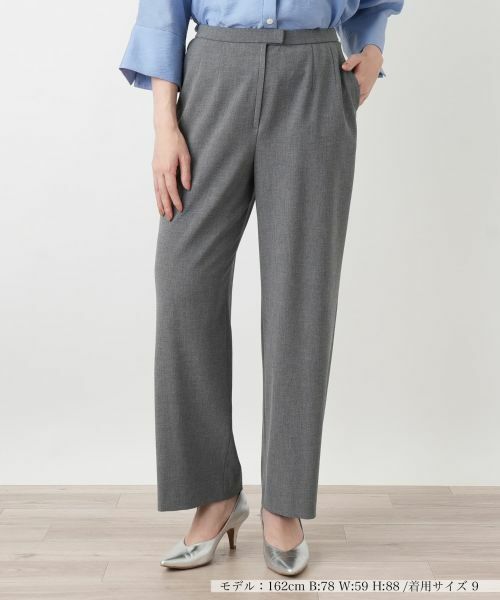 Leilian / レリアン その他パンツ | タブフロントストレートパンツ（グレー系）