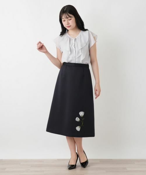 Leilian / レリアン ミニ・ひざ丈スカート | 刺繍ミディスカート | 詳細1