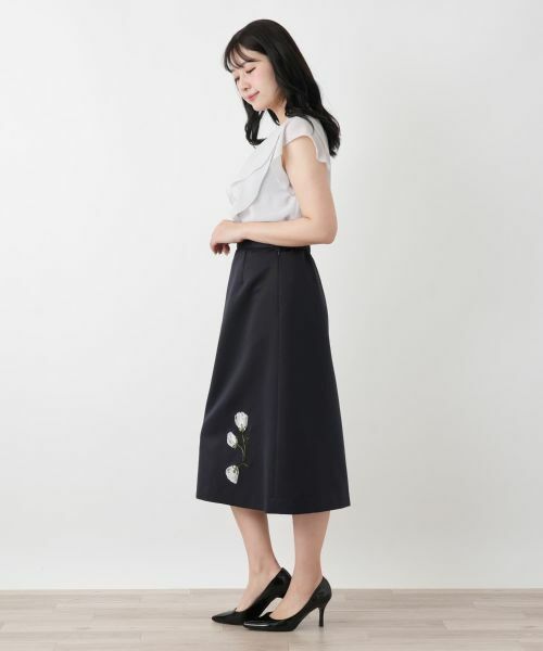 Leilian / レリアン ミニ・ひざ丈スカート | 刺繍ミディスカート | 詳細2