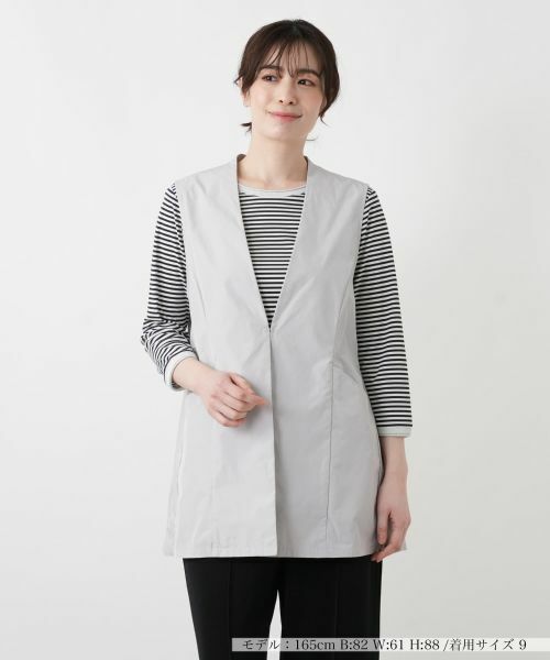 Leilian / レリアン テーラードジャケット | Vネックフレアベスト【Leilian WHITE LABEL】（ライトグレー）