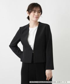 Leilian / レリアン テーラードジャケット | ノーカラーVネックジャケット【Leilian WHITE LABEL】