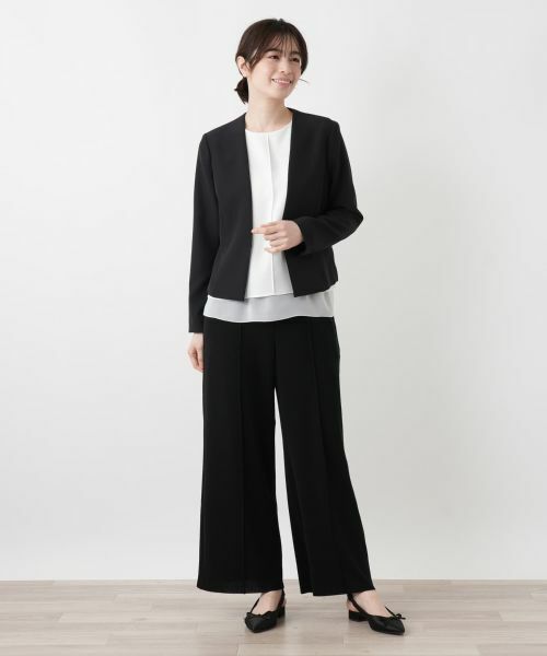 Leilian / レリアン テーラードジャケット | ノーカラーVネックジャケット【Leilian WHITE LABEL】 | 詳細1