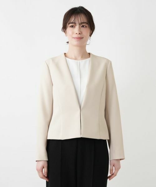 Leilian / レリアン テーラードジャケット | ノーカラーVネックジャケット【Leilian WHITE LABEL】 | 詳細10