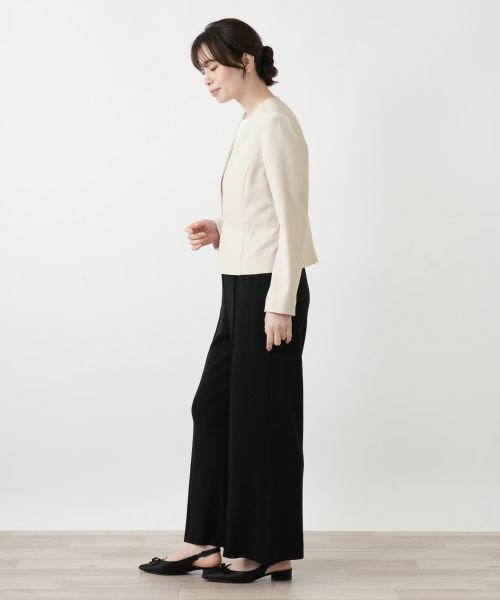 Leilian / レリアン テーラードジャケット | ノーカラーVネックジャケット【Leilian WHITE LABEL】 | 詳細8