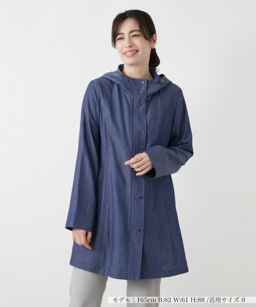 Leilian / レリアン その他アウター | フーデッドコート【Leilian WHITE LABEL】（ブルー系）